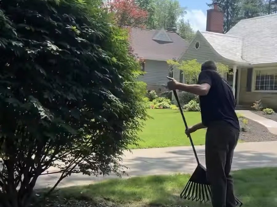 Samscaped crew working on a property in the Akron area